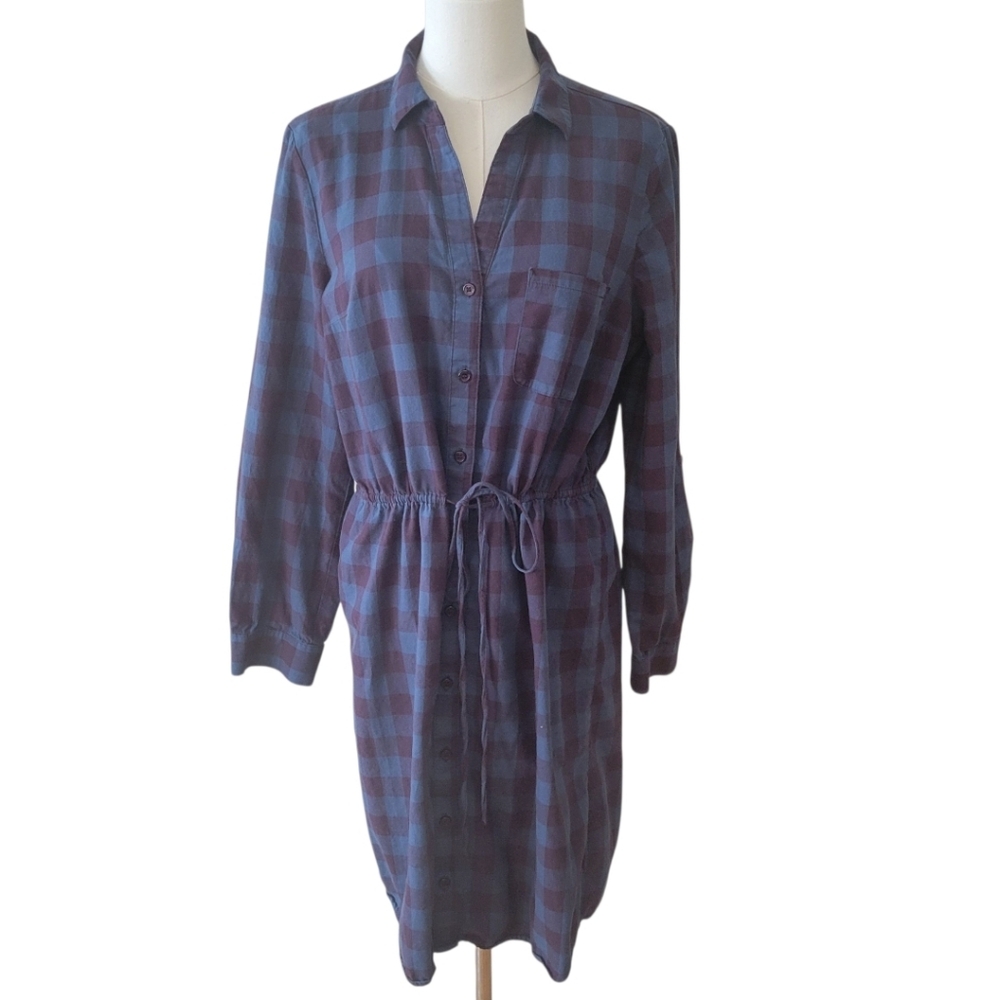 The Limited Blue & Black Cotton Plaid Dress Size Large